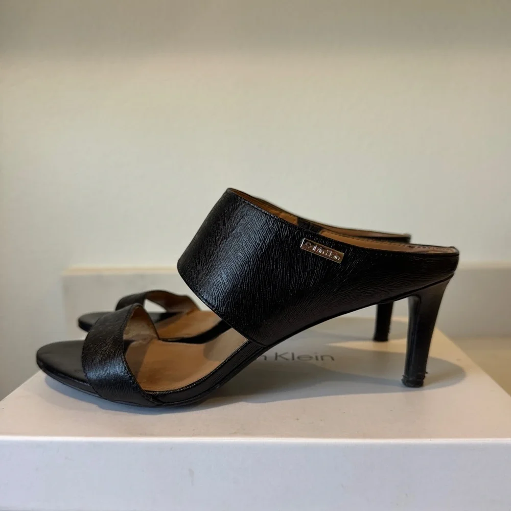 Calvin Klein “Cecily” Black Open-Toe Heels, Size 7.5 - Picture 4 of 7